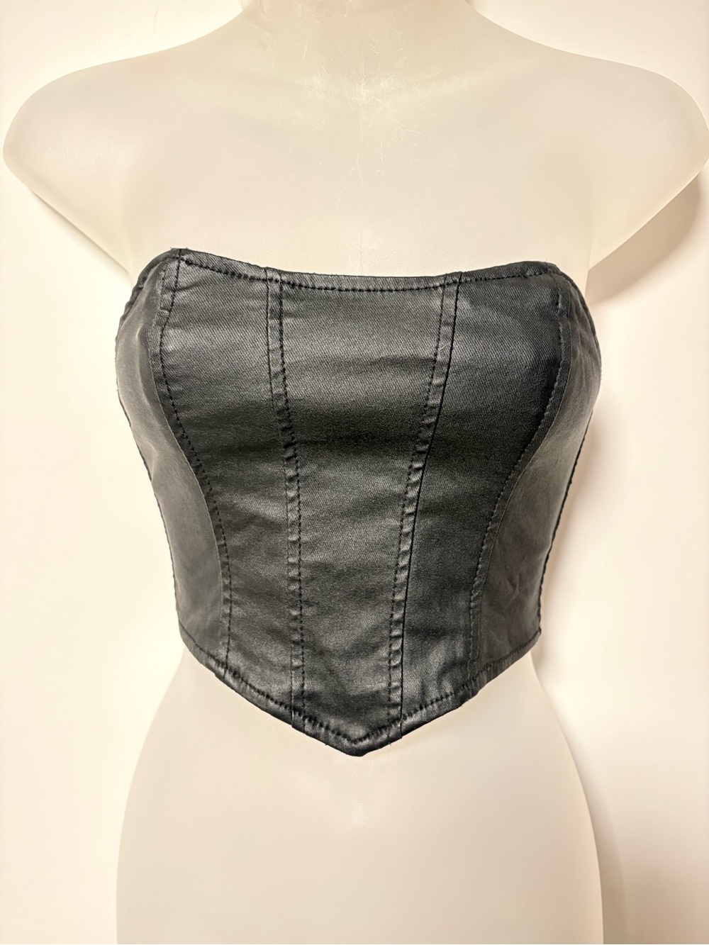 Edikted Black Corset Top with Pink Logo Tag